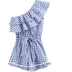 Gingham knew shoulder romper